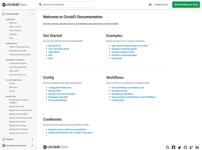 Circleci Docs screenshot