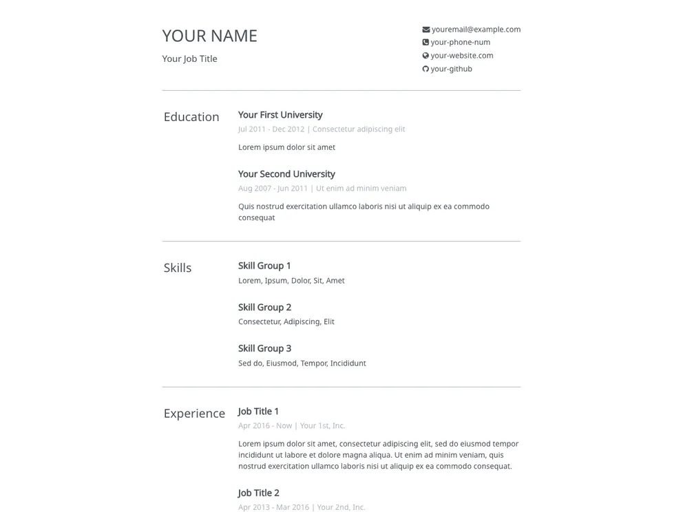 Resume screenshot