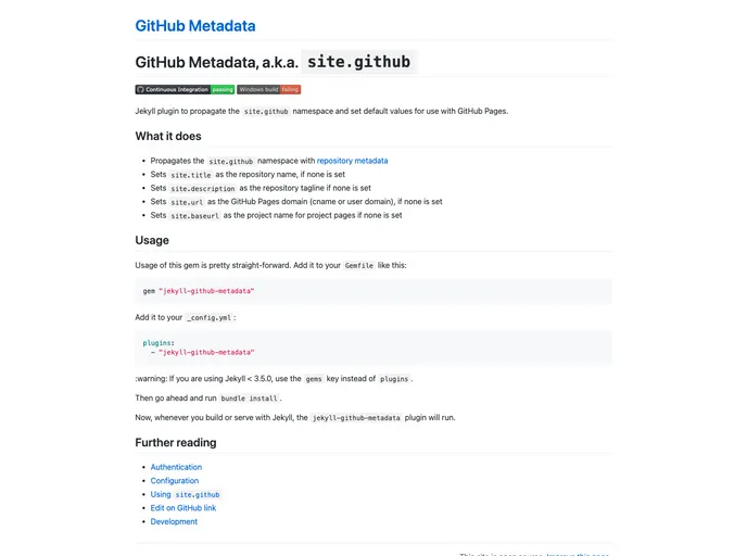 Github Metadata screenshot