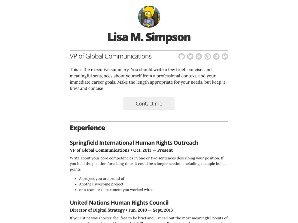 Resume Template screenshot