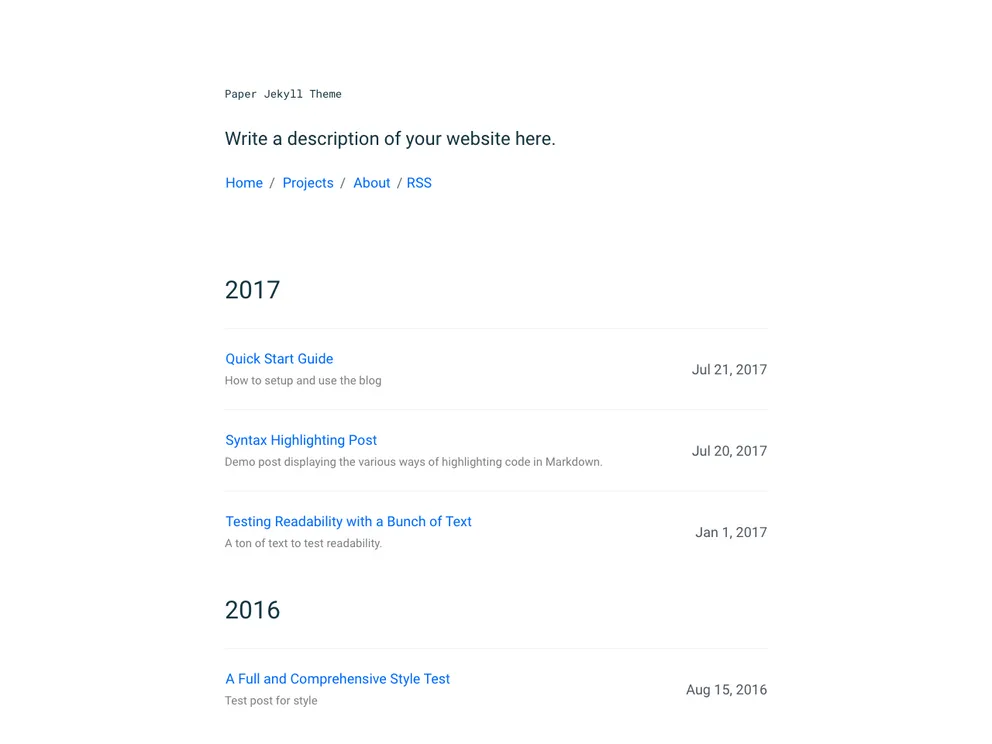 Paper Jekyll Theme screenshot